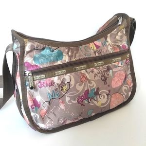 COPY - Lesportsac Grey Taupe Pink Crossbody Classic Hobo Nylon Polyester Bag